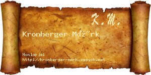 Kronberger Márk névjegykártya